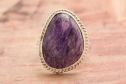 Genuine Charoite Sterling Silver Navajo Ring